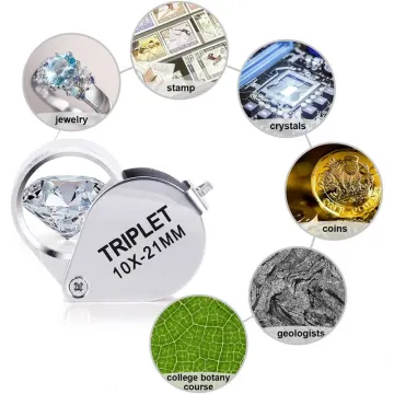 10X Jeweler's Pocket Loupe Magnifier: Glass Lens Magnifying Glass for Precise Jewelry Inspection