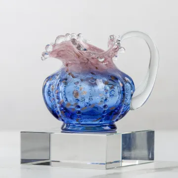 Water Drop Spray Mouth Blue Green Glass Gold Mini Vase: A Stylish Home Flower Device