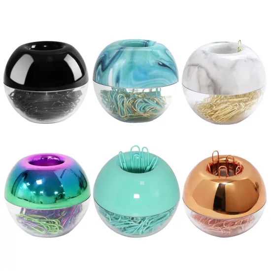 Colorful Round Paper Clip Holder - 28mm Magnetic Clip Dispenser