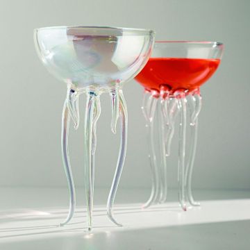 Unique Handmade Glass Goblet - Modern Jellyfish Octopus Shape Cocktail Cup