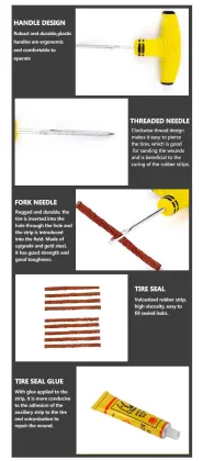 Quick Seal Tire Repair Tools - T Type Puncture Repair Kit