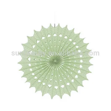 Mint Snowflake Shape Tissue Paper Fans for Party Favors