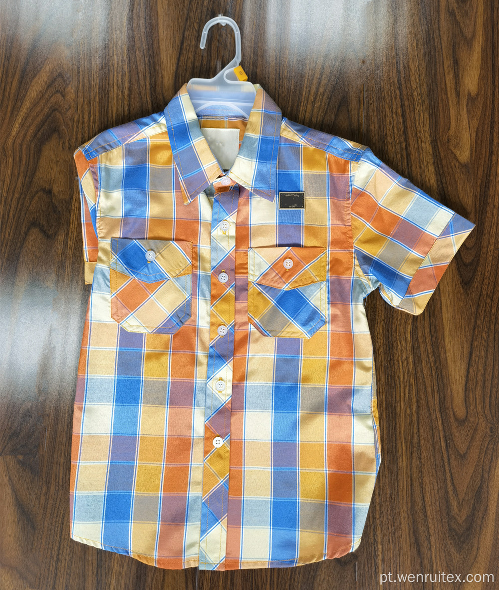 Camisas de algodão de alta qualidade com estampa xadrez para meninos