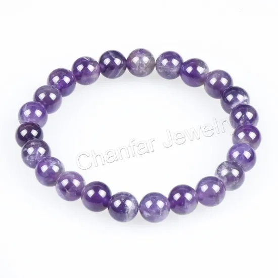 Amethyst semi precious stone beaded bracelet jewelry