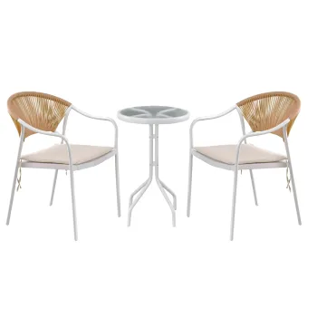 Modern Design Garden Set Rope Cast Iron Steel Modern Outdoor Waterproof Pool Dining Table And Chairs