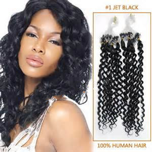 Human Hair Curly Micro Link Loop Ring Hair Extension