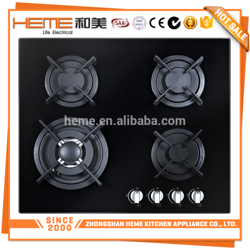 Tempered glass surface black kitchen 60cm 4 burners gas stove