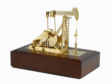 Diecast Zinc Alloy, Wood & Acrylic Plastic Oil Pumping Unit Model with Music Box