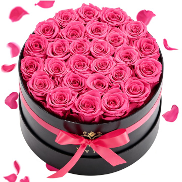 Round Gift Box of 27 Pink Preserve Roses