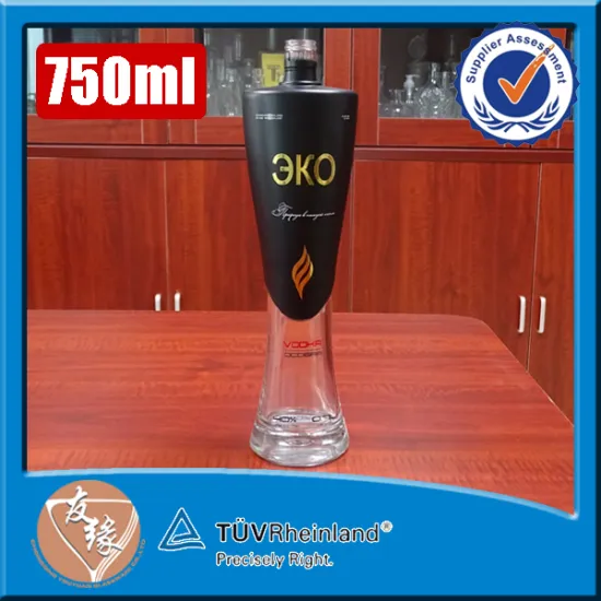 700ml 750ml custom brand unique design black colored tall vodka high flint glass liqueur bottle