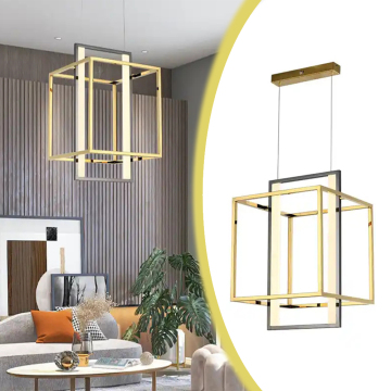 Large Black Square LED Modern Chandelier for Living Room, Hotel, and Coffee Shop