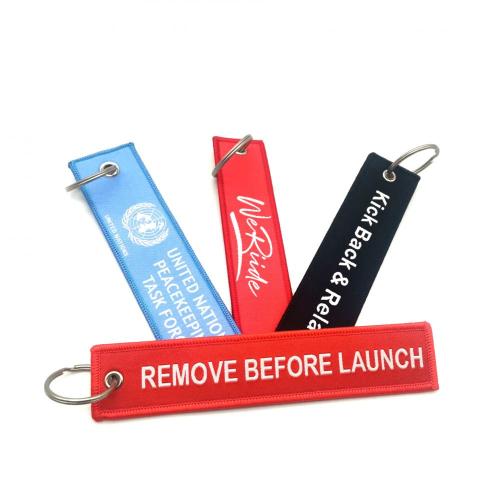 Embroidery Keychain Airplane Aviation Custom Woven Embroidery Keychain Manufactory