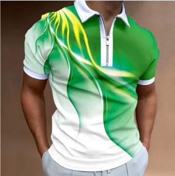 Men's Classic Fit Quick Dry Polo Shirt with Dual Tipped Collar and Zipper