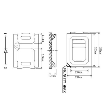 0.1W 2835 Red SMD LED Epistar Chips