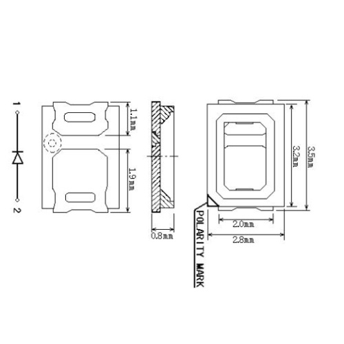 0.1W 2835 Red SMD LED Epistar Chips