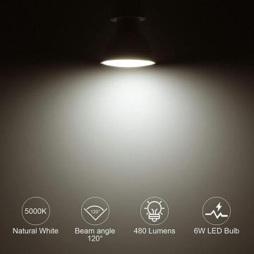 Bombillas LED de Blazebrite GU10 6W, 50W Halógeno equivalente, no inmóvil, 5000K de luz de día blanca, 120 V, 480 lm, 120 ° de ángulo de haz de inundación