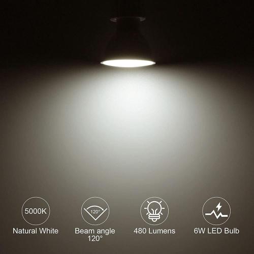 BlazeBrite GU10 LED Bulbs 6W, 50W Halogen Equivalent, Non-dimmable, 5000K Daylight White, 120 V, 480 Lm, 120° Flood Beam Angle