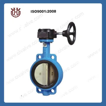 Worm gear operated wafer butterfly valve