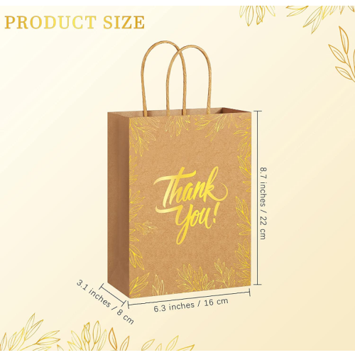 Paper Shopping Bag Thank You Gift Bags Kraft Paper with Handles Factory