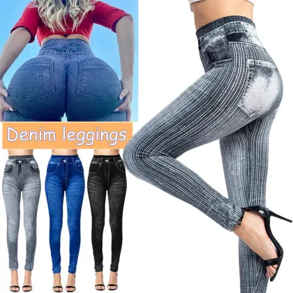 Seamless High Waist Warm Jeans Leggings for Women