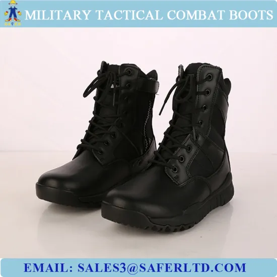 Genuine leather and fabric tactical military boots swat
