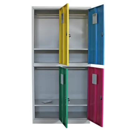 Unique design durable two swing door storage metal wardrobe