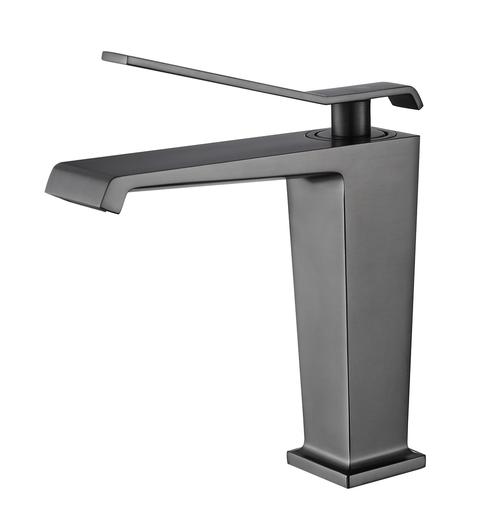 Crome Handel Single Praça Montada Montada e Cumbo Cold Free Brass Matt Black Basin Torneira