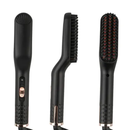 Electric Beard Heated Brush Kit - Hair Straightener & Beard Comb