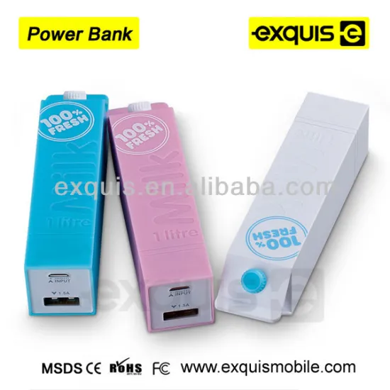 High quality 2600mAh Milk box power bank travel charger for Smartphone iphone Samsung