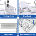 Rack de dragueur à plat en métal chromé avec un porte-ustensiles Plat de séchage Plat pour lavabo de cuisine dans la cuisine