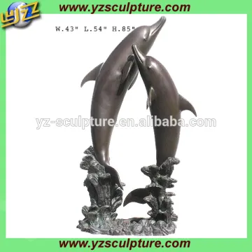 two dolphin bronze fountain for garden decoration