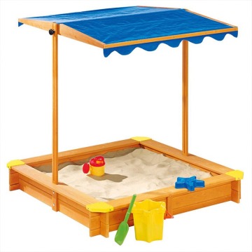 Unisex Wooden Playground Sandpit with Canopy Roof for Kindergarten