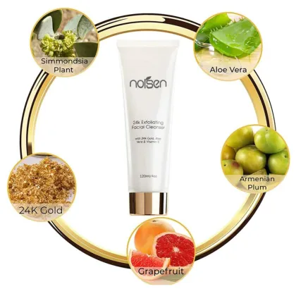 24K Gold Exfoliating Facial Cleanser with Aloe Vera and Vitamins