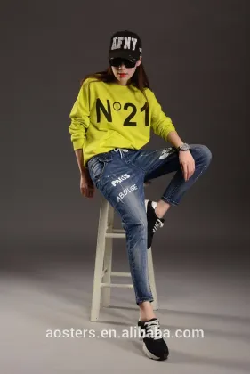 women harem pants wome new model casual loose ripped applique jeans pants