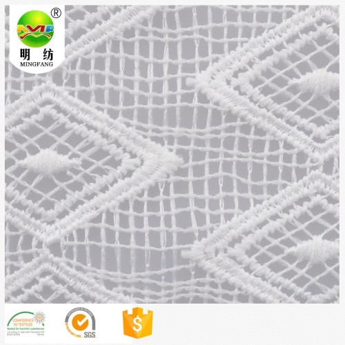 Popular Embroidery Fabric Eco friendly 100% polyester white lace fabric Factory