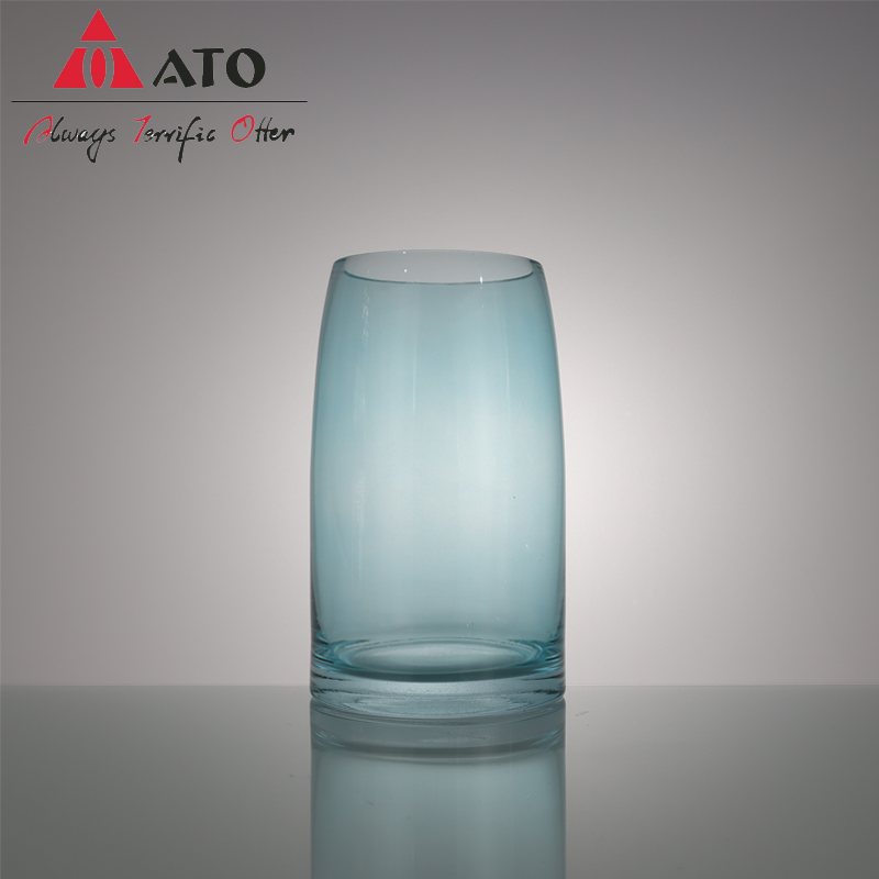 Vasos de cristal azul por atacado vasos de vidro de flor de planta
