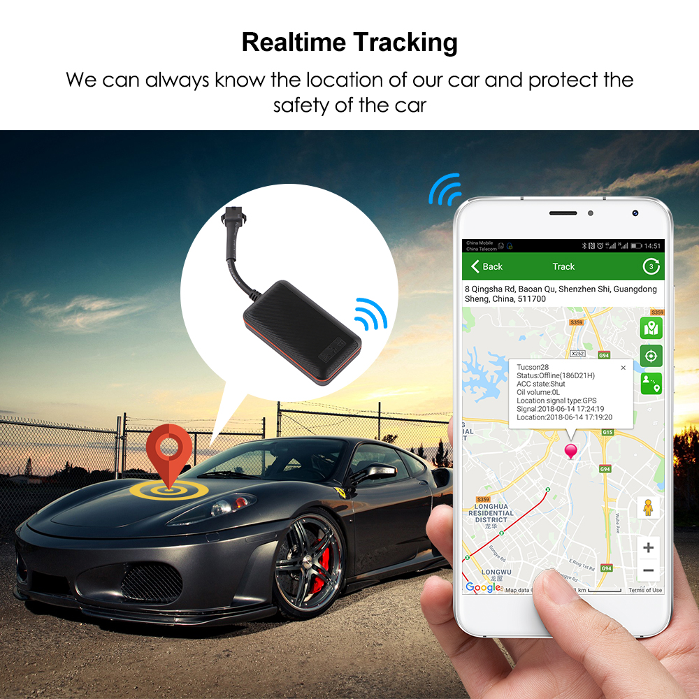 GPS Tracker Car Waterproof IP66 2G GSM Tracker Cut Oil Overspeed Vibration ACC Detection Alarm Geofence Mini GPS Tracker for Car