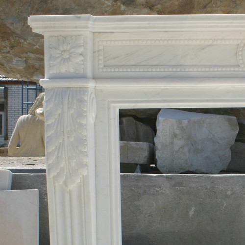 White Marble Fireplace Minimalist Hand Finished Mantel Art