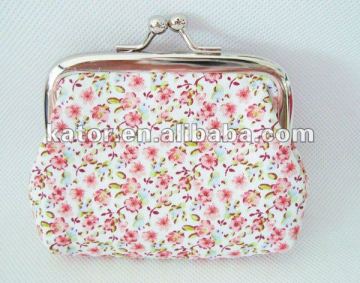 pink samll flower cloth coin purse bag for lady