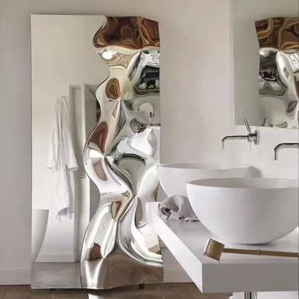 Imported Fiam Wave Decorative Wall Mirror - Modern Metal Wall Art
