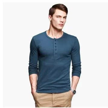 Men door cylinder collar long-sleeved T-shirt men warm men's long-sleeved shirt bottoming collar T-shirt