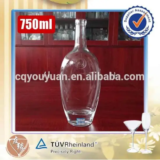 antique shaped embossed logo empty liquor bottles 700ml