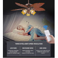 Ventilateur de plafond 5 pales en bois véritable avec ampoules