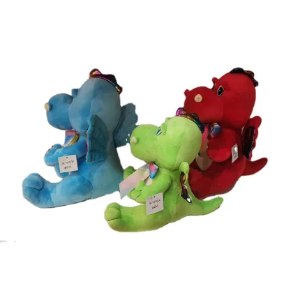 Colorful Ribbon Flying Dragon Plush Toy with Shiny Wings