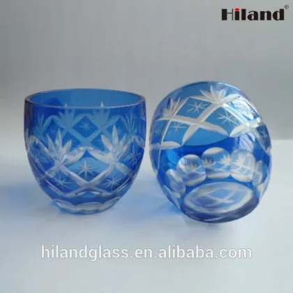 Hand engraved rice wine japanese colored sake glass