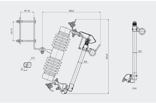 MTFP4 Series Fuse Cutout drawing
