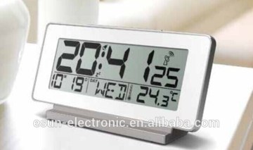 2015 newest high resolution LCD back light RCC digital desktop table alarm weather station clock with thermometer