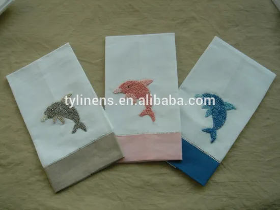 Benthos french knots linen guest towels tea towels