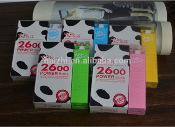 2016 Merry Christmas gift Promotion Gift Milk Power Bank 2600mAh milk usb power bank