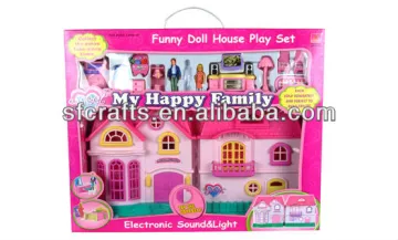 Funny kids plastic castle toys,plastic villa toy with light and music,Mini Beautiful villa toys with doll